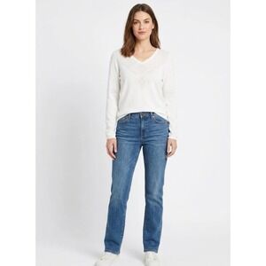 Worth White Soft Stretch Pull-over Long Sleeve Knit Top Medium